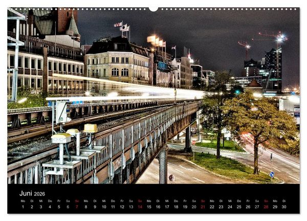 Produktbild: hamburg - night views (Wandkalender 2026 DIN A2 quer), CALVENDO Monatskalender