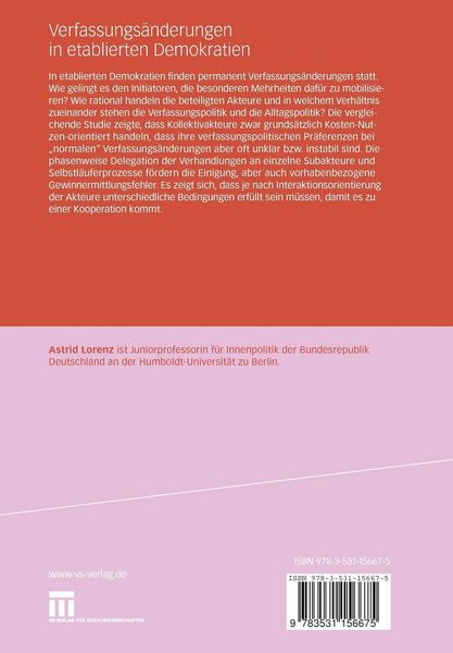 Produktbild: Verfassungs&auml;nderungen in etablierten Demokratien