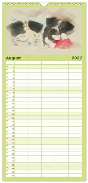 Produktbild: Familienplaner 2027 - Hundewelpen 2027 mit 5 Spalten (Wandkalender, 21 x 45 cm) CALVENDO