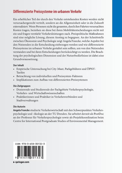 Produktbild: Differenzierte Preissysteme im urbanen Verkehr