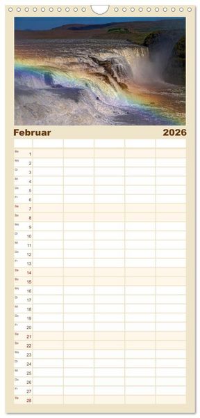 Produktbild: Familienplaner 2026 - Island - Land zwischen Feuer und Eis mit 5 Spalten (Wandkalender, 21 x 45 cm) CALVENDO