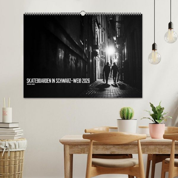 Produktbild: Skateboarden in Schwarz-Wei&szlig; (Wandkalender 2026 DIN A2 quer), CALVENDO Monatskalender