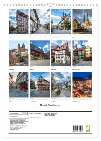Produktbild: Altstadt Quedlinburg (Wandkalender 2026 DIN A3 hoch), CALVENDO Monatskalender