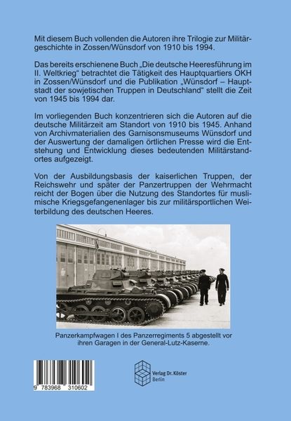 Produktbild: Die deutsche Milit&auml;rgeschichte von Zossen/W&uuml;nsdorf 1910-1945