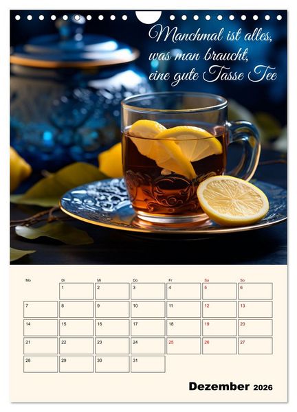 Produktbild: Du, mein geliebter Tee (Wandkalender 2026 DIN A4 hoch), CALVENDO Monatskalender