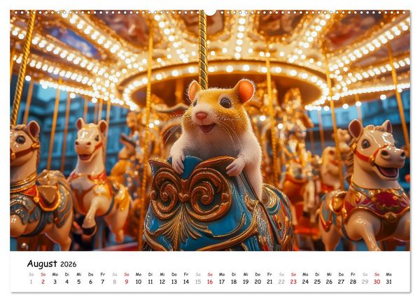 Produktbild: Hamster im Freizeitpark - Lustiger Kalender mit Jahrmarkt-Motiven (hochwertiger Premium Wandkalender 2026 DIN A2 quer), Kunstdruck in Hochglanz