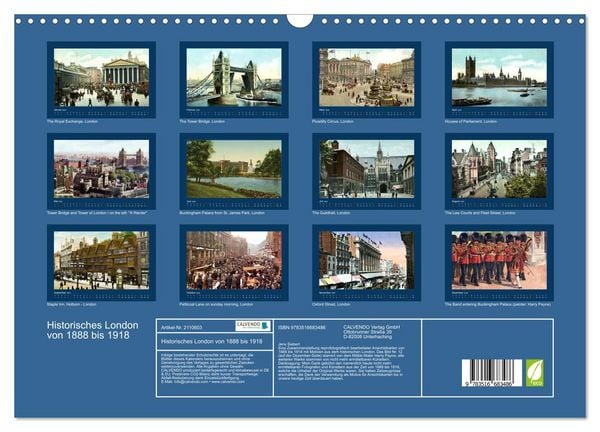 Produktbild: Historisches London von 1888 bis 1918 (Wandkalender 2026 DIN A3 quer), CALVENDO Monatskalender