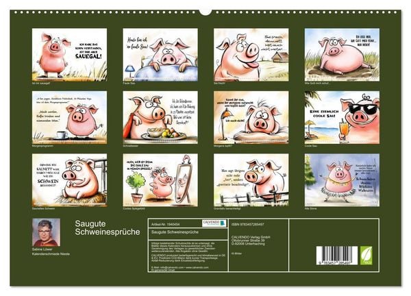 Produktbild: Saugute Schweinespr&uuml;che (hochwertiger Premium Wandkalender 2026 DIN A2 quer), Kunstdruck in Hochglanz