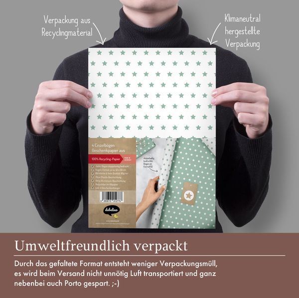 Produktbild: Geschenkpapier-Set Sterne (mint-gr&uuml;n, wei&szlig;)