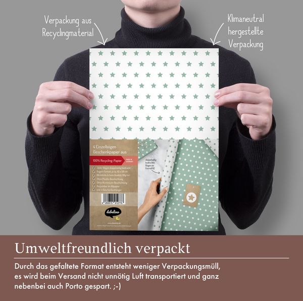 Produktbild: Geschenkpapier-Set Sterne (mint-gr&uuml;n, wei&szlig;)