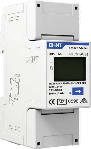 Produktbild: Chint G DDSU666 220/230V 5(80)A RS485 2P MID 313271 Wechselstromz&auml;hler digital MID-konform: Ja 1 St.