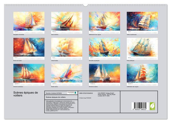Produktbild: Sc&egrave;nes &eacute;piques de voiliers (Calendrier mural 2026 DIN A2 vertical) calendrier de bureau