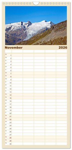 Produktbild: Familienplaner 2026 - Die H&ouml;chsten der Alpen mit 5 Spalten (Wandkalender, 21 x 45 cm) CALVENDO