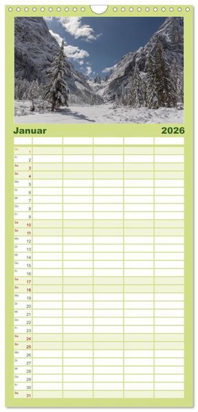 Produktbild: Familienplaner 2026 - Zauberhaftes S&uuml;dtirol mit 5 Spalten (Wandkalender, 21 x 45 cm) CALVENDO
