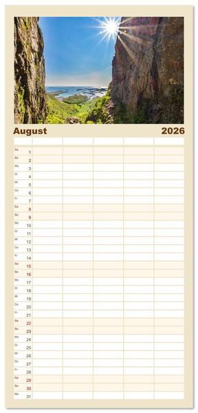 Produktbild: Familienplaner 2026 - Vom S&uuml;dkap zum Nordkap mit 5 Spalten (Wandkalender, 21 x 45 cm) CALVENDO