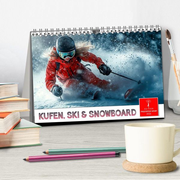 Produktbild: Kufen, Ski & Snowboard (Tischkalender 2026 DIN A5 quer), CALVENDO Monatskalender