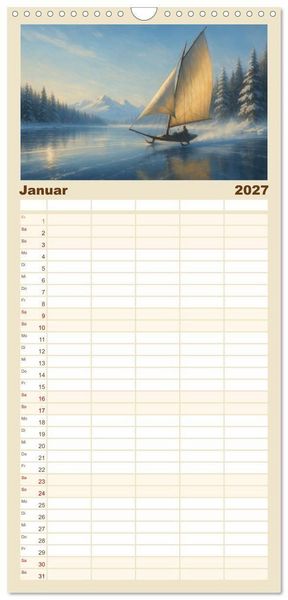 Produktbild: Familienplaner 2027 - Wind bewegt die Welt mit 5 Spalten (Wandkalender, 21 x 45 cm) CALVENDO