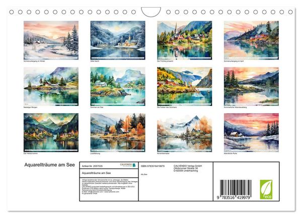 Produktbild: Aquarelltr&auml;ume am See (Wandkalender 2026 DIN A4 quer), CALVENDO Monatskalender