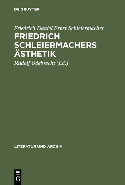 Produktbild: Friedrich Schleiermachers &Auml;sthetik