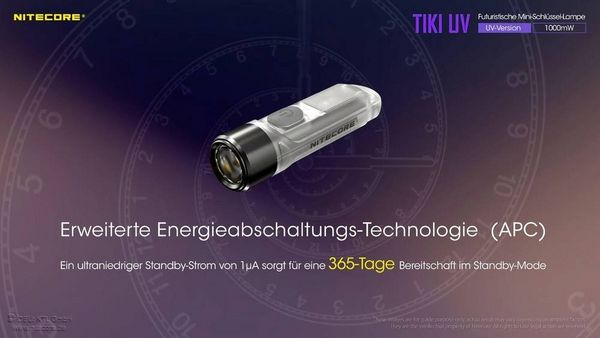 Produktbild: NiteCore TIKI UV NC-TIKIUV LED, UV-LED Taschenlampe akkubetrieben 70lm 12g