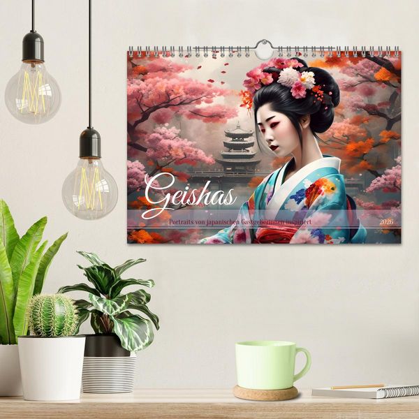 Produktbild: Geishas Portraits von japanischen Gastgeberinnen inspiriert (Wandkalender 2026 DIN A4 quer), CALVENDO Monatskalender