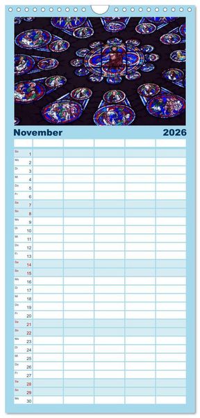 Produktbild: Familienplaner 2026 - Bilder aus Licht - Notre Dame de Chartres mit 5 Spalten (Wandkalender, 21 x 45 cm) CALVENDO