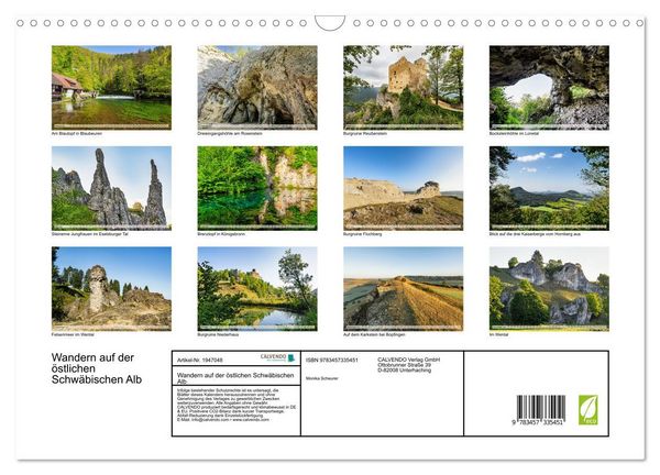 Produktbild: Wandern auf der &ouml;stlichen Schw&auml;bischen Alb (Wandkalender 2026 DIN A3 quer), CALVENDO Monatskalender