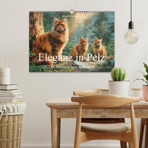 Produktbild: Eleganz in Pelz - ein Maine Coon - Kalender (Wandkalender 2027 DIN A3 quer), CALVENDO Monatskalender