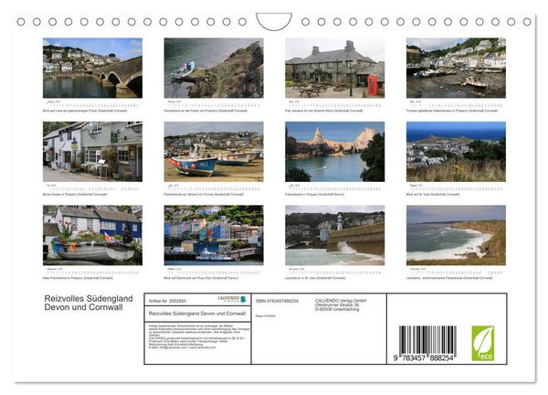 Produktbild: Reizvolles S&uuml;dengland Devon und Cornwall (Wandkalender 2026 DIN A4 quer), CALVENDO Monatskalender