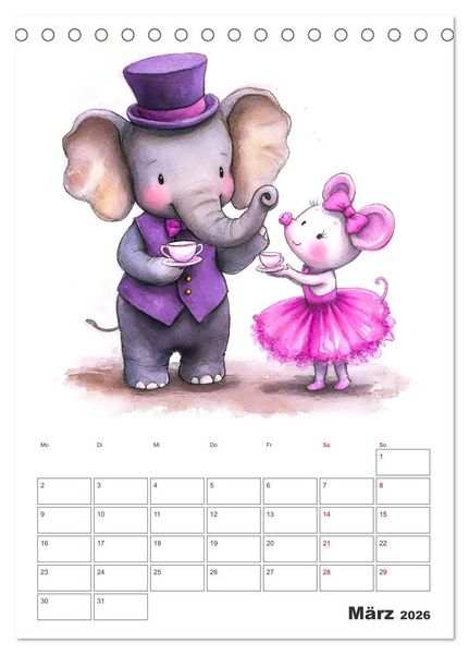 Produktbild: Mein tierischer Planer - Spa&szlig;iger Notiz-Kalender f&uuml;r Kinder (Tischkalender 2026 DIN A5 hoch), CALVENDO Monatskalender