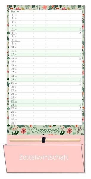 Produktbild: Deko-Familienplaner mit Tasche Flower Time 2027