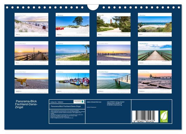 Produktbild: Panorama-Blick Fischland-Darss-Zingst (Wandkalender 2026 DIN A4 quer), CALVENDO Monatskalender