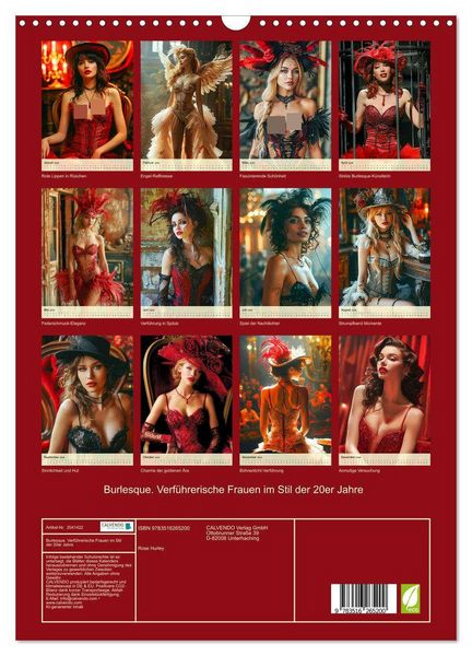 Produktbild: Burlesque. Verf&uuml;hrerische Frauen im Stil der 20er Jahre (Wandkalender 2026 DIN A3 hoch), CALVENDO Monatskalender