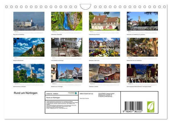 Produktbild: Rund um N&uuml;rtingen (Wandkalender 2026 DIN A4 quer), CALVENDO Monatskalender