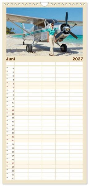 Produktbild: Familienplaner 2027 - Lack und Leinwand &ndash; Flieger mit 5 Spalten (Wandkalender, 21 x 45 cm) CALVENDO