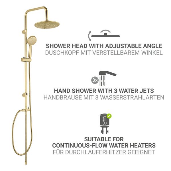 Produktbild: Duschsystem Mod. Young Line Gold, Handbrause mit 3 Funktionen