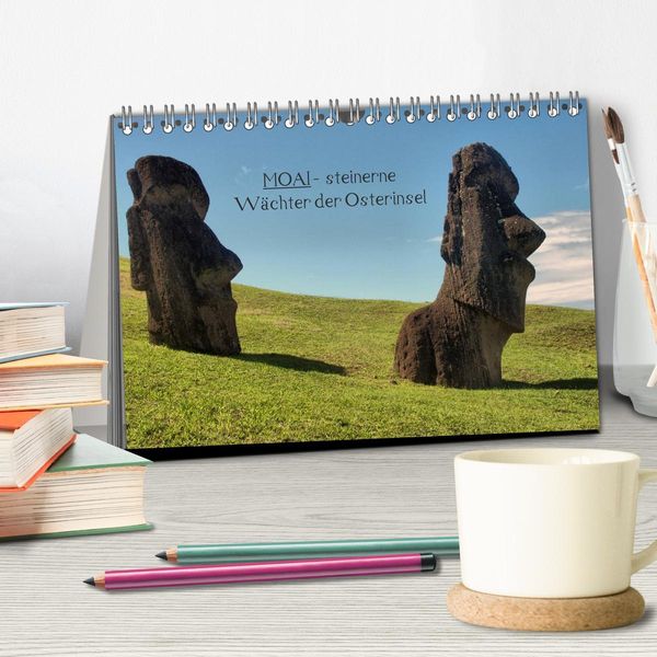 Produktbild: MOAI - steinerne W&auml;chter der Osterinsel (Tischkalender 2026 DIN A5 quer), CALVENDO Monatskalender