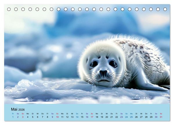 Produktbild: Tierkinder in Eis und Schnee (Tischkalender 2026 DIN A5 quer), CALVENDO Monatskalender