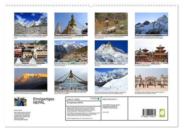 Produktbild: Einzigartiges NEPAL (hochwertiger Premium Wandkalender 2026 DIN A2 quer), Kunstdruck in Hochglanz