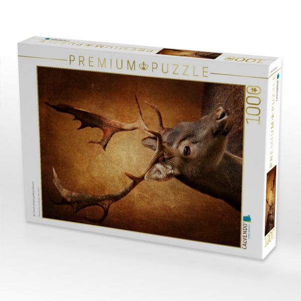 Produktbild: CALVENDO Puzzle Der Hirsch mit dem goldenen Geweih | 1000 Teile Lege-Gr&ouml;&szlig;e 64x48cm Foto-Puzzle f&uuml;r gl&uuml;ckliche Stunden