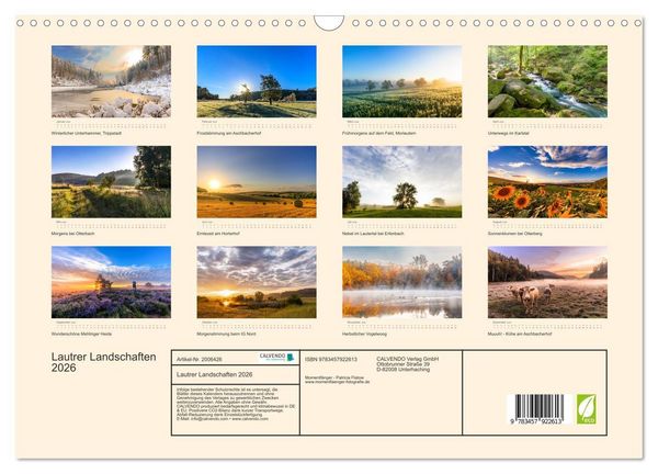 Produktbild: Lautrer Landschaften 2026 (Wandkalender 2026 DIN A3 quer), CALVENDO Monatskalender