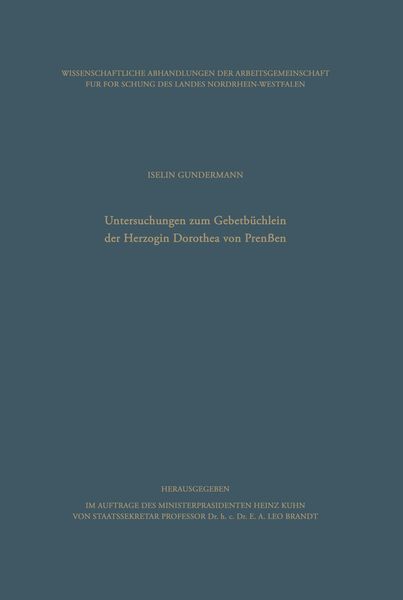 Produktbild: Untersuchungen zum Gebetb&uuml;chlein der Herzogin Dorothea von Preu&szlig;en