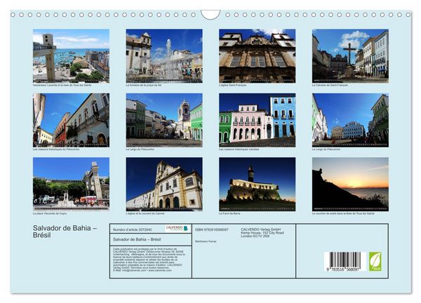 Produktbild: Salvador de Bahia &ndash; Br&eacute;sil (Calendrier mural 2026 DIN A3 vertical), CALVENDO calendrier mensuel