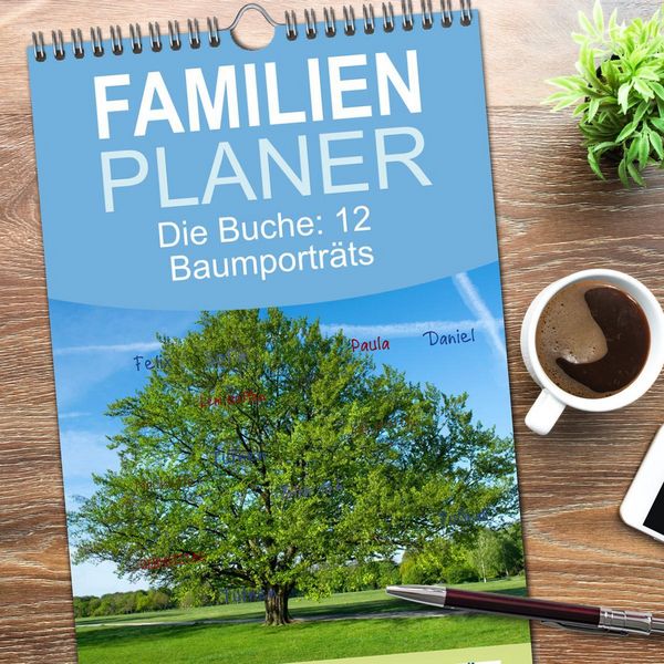 Produktbild: Familienplaner 2026 - Die Buche: 12 Baumportr&auml;ts mit 5 Spalten (Wandkalender, 21 x 45 cm) CALVENDO
