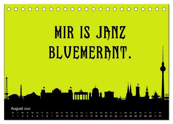 Produktbild: Berliner Mundart (Tischkalender 2026 DIN A5 quer), CALVENDO Monatskalender