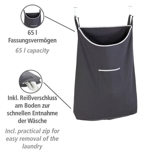 Produktbild: &Uuml;ber-T&uuml;r W&auml;schesammler Mod. Canguro Grau, 65 l