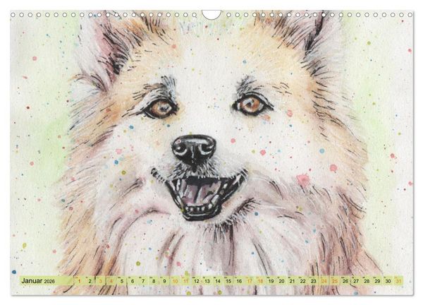 Produktbild: Hundeportr&auml;ts in Aquarell (Wandkalender 2026 DIN A3 quer), CALVENDO Monatskalender