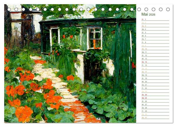 Produktbild: Malerische G&auml;rten - Im Stile des Impressionismus (Tischkalender 2026 DIN A5 quer), CALVENDO Monatskalender