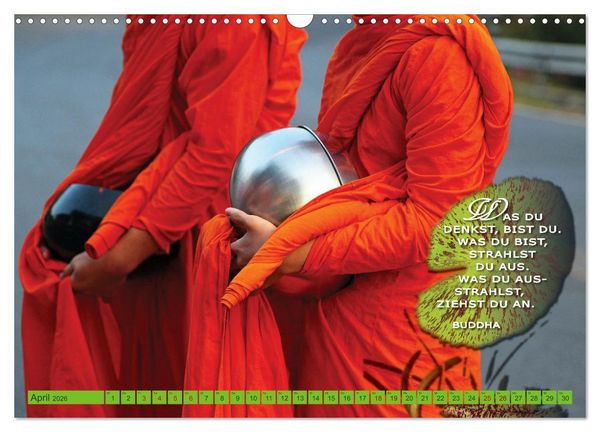 Produktbild: Buddhas Worte - Der Weg zur Achtsamkeit (Wandkalender 2026 DIN A3 quer), CALVENDO Monatskalender