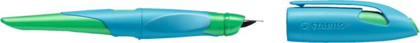 Produktbild: STABILO Ergonomischer Schulf&uuml;ller f&uuml;r Linksh&auml;nder mit Anf&auml;nger-Feder A -   EASYbirdy in himmelblau/grasgr&uuml;n - Einzelstift - inklusive Patrone